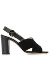 Tod's Suede And Leather Slingback Sandals In Black