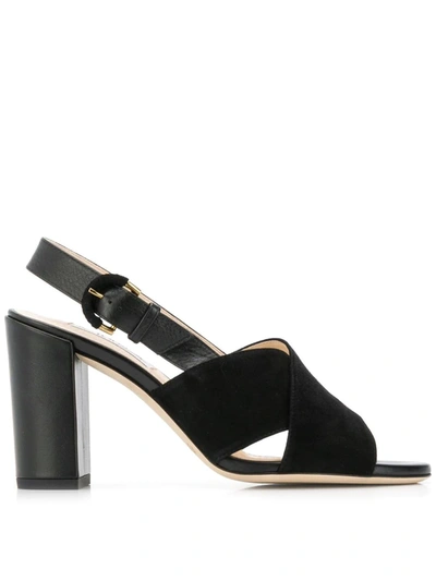 Tod's Suede And Leather Slingback Sandals In Black