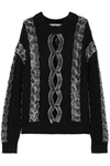 ALEXANDER WANG EMBELLISHED CUTOUT CABLE-KNIT SWEATER