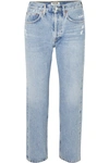 AGOLDE PARKER DISTRESSED CROPPED MID-RISE STRAIGHT-LEG JEANS