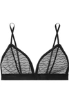 LES GIRLS LES BOYS WAVE EMBROIDERED STRETCH-MESH SOFT-CUP TRIANGLE BRA