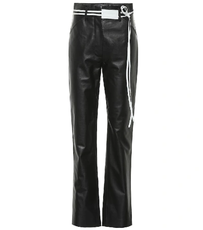 Victoria Beckham High-rise Straight Leather Trousers In Black