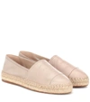 PRADA Logo-embossed leather espadrilles,P00369469