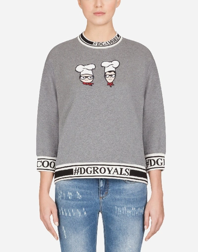 Dolce & Gabbana #dgfamily Cotton Sweatshirt In Gray