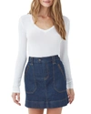 Splendid Valley 2x1 Rib Long-sleeve V-neck Tee In White