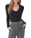Splendid Valley 2x1 Rib Long-sleeve V-neck Tee In Black