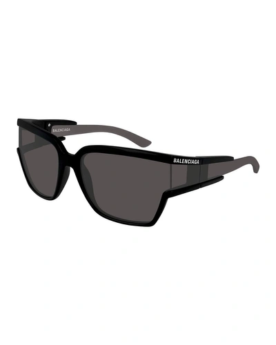 Balenciaga Men's Square Unisex Injection Sunglasses In Black