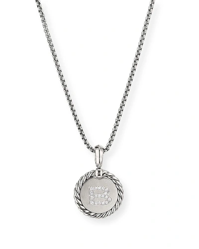 DAVID YURMAN 18MM INITIAL CABLE COLLECTIBLES CHARM NECKLACE WITH DIAMONDS IN SILVER,PROD216480183