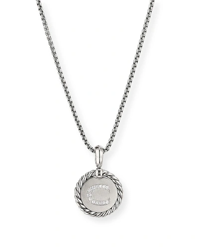 DAVID YURMAN 18MM INITIAL CABLE COLLECTIBLES CHARM NECKLACE WITH DIAMONDS IN SILVER,PROD216480184