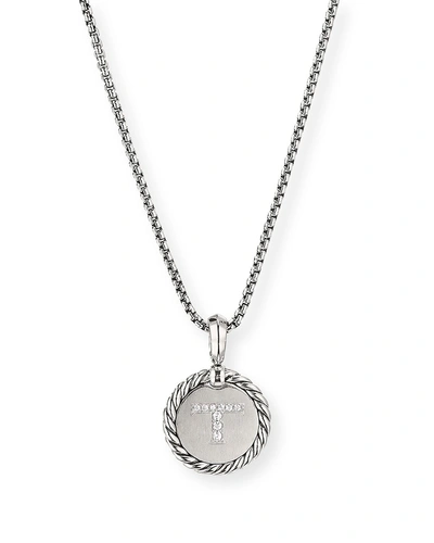 DAVID YURMAN 18MM INITIAL CABLE COLLECTIBLES CHARM NECKLACE WITH DIAMONDS IN SILVER,PROD216480236