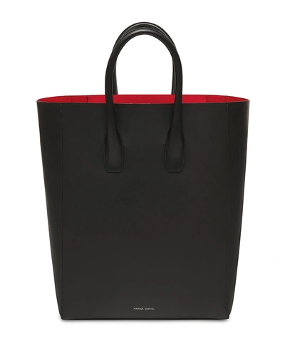 Mansur Gavriel New Smooth Leather Tote Bag In Black/red