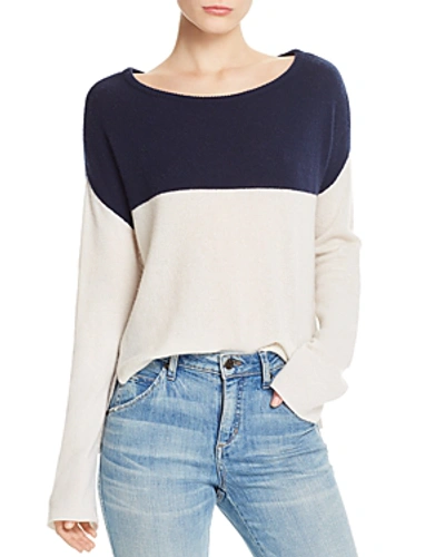 Atm Anthony Thomas Melillo Colour-blocked Cashmere Jumper In Navy/ Chalk/ Heather Grey