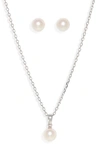 MIKIMOTO EVERYDAY ESSENTIALS 18K PEARL NECKLACE AND STUD EARRINGS SET,MVS00602AXXW