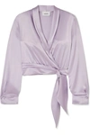NANUSHKA Salome cropped wrap-effect charmeuse blouse