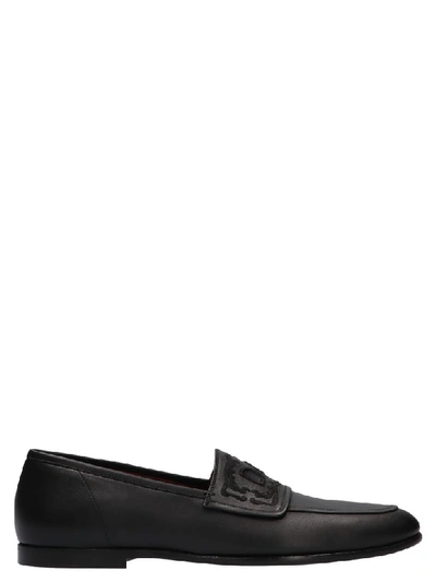 Dolce & Gabbana Black Leather Loafers Witg Embossed Dg Logo