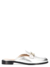 Ferragamo Viggio Reversible Gancio Bit Mules In Silver