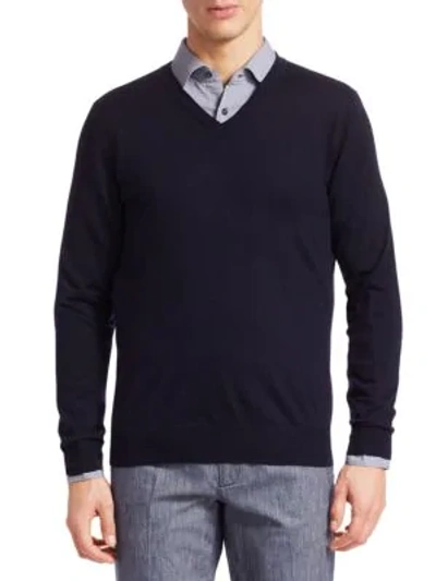 Saks Fifth Avenue Collection Lightweight Cashmere V-neck Sweater In Navy