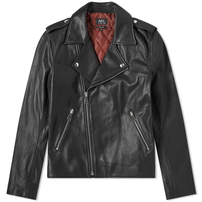 Apc A.p.c. Perfecto Uno Leather Biker Jacket In Black