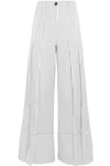 TOME TOME WOMAN PLEATED STRIPED COTTON-POPLIN WIDE-LEG trousers WHITE,3074457345619901718