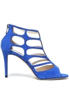 JIMMY CHOO REN 90 CUTOUT SUEDE SANDALS,3074457345619775873