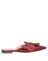 Alberta Ferretti Mia Metallic-leather Backless Loafers In Red