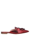 Alberta Ferretti Mia Metallic-leather Backless Loafers In Red