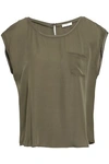 JOIE JOIE WOMAN SILK TOP ARMY GREEN,3074457345619989278