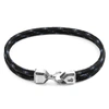 ANCHOR & CREW BLACK CROMER SILVER & ROPE BRACELET