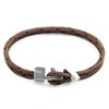 ANCHOR & CREW BROWN BRIXHAM SILVER & ROPE BRACELET