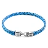 ANCHOR & CREW BLUE NOIR CROMER SILVER & ROPE BRACELET