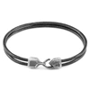 Anchor & Crew Shadow Grey Cromer Silver & Round Leather Bracelet In Leather