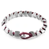 Anchor & Crew Red Bordeaux Brixham Maxi Silver & Round Leather Bracelet In Leather