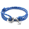 ANCHOR & CREW Royal Blue Clyde Anchor Silver & Braided Leather Bracelet
