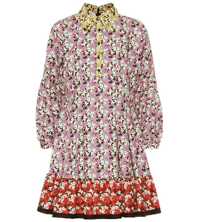 Valentino Ruffled Floral-print Cotton-poplin Mini Dress In Multicolour