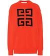 Givenchy Logo Intarsia Cotton Knit Sweater In Red