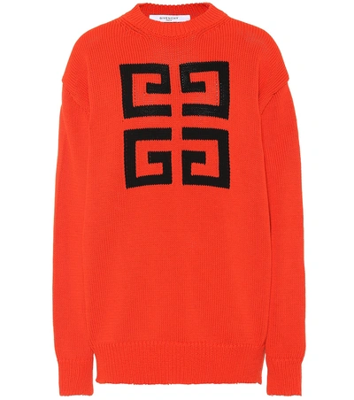 Givenchy Logo Intarsia Cotton Knit Jumper In Red
