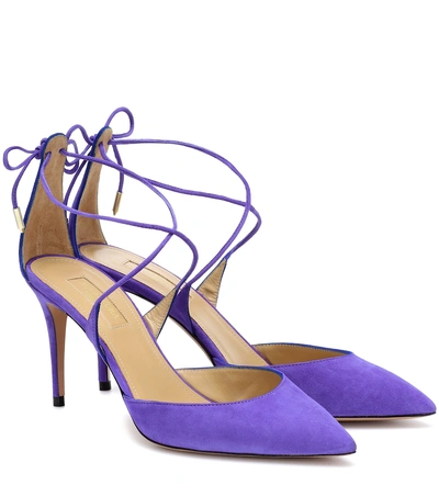 Aquazzura Very Matilde 85 Suede Pumps In Blue