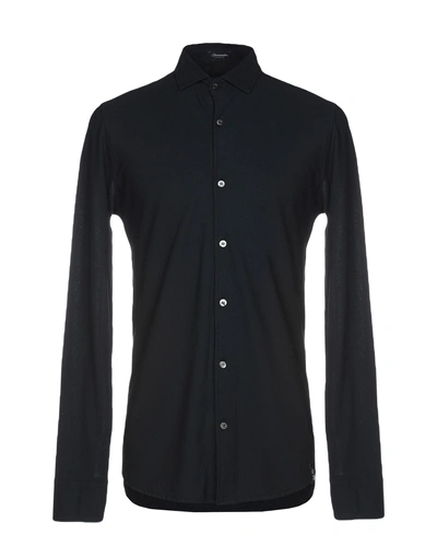 Drumohr Man Shirt Midnight Blue Size Xs Cotton