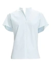 THEORY Perfect Cotton Short Sleeve Blouse