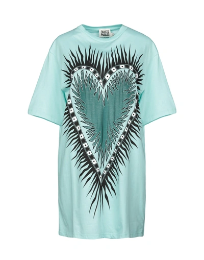 Fausto Puglisi Oversized Tulle Heart Jersey T-shirt In Light Blue