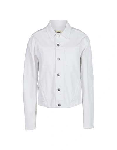 L'agence Janelle Slim Cropped Jean Jacket With Raw Hem In White