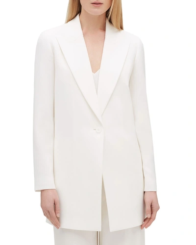 Lafayette 148 Kourt Peak-lapel One-button Finesse Crepe Jacket In Black