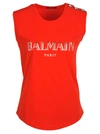 Balmain Logo-print Tank Top In Red