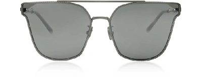 Bottega Veneta Sunglasses Bv0140s 002 Gunmetal Metal Frame Unisex Sungasses In Argent/ Argent