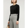 Theory Slim-fit Wool-blend Pullover Sweater In Black