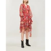ALEXIS SIDONY FLORAL-PRINT RUFFLED CREPE DRESS