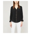 SANDRO V-NECK TRIMMED SILK SHIRT