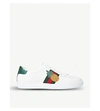 GUCCI NEW ACE PINEAPPLE-APPLIQUE LEATHER TRAINERS