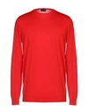 Drumohr Ribbed Crewneck Sweater With Cuffs And Hem In Red
