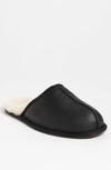 Ugg Scuff Leather Slippers In Black